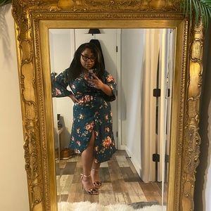 Women's Midi Floral Wrap Dress SZ 18